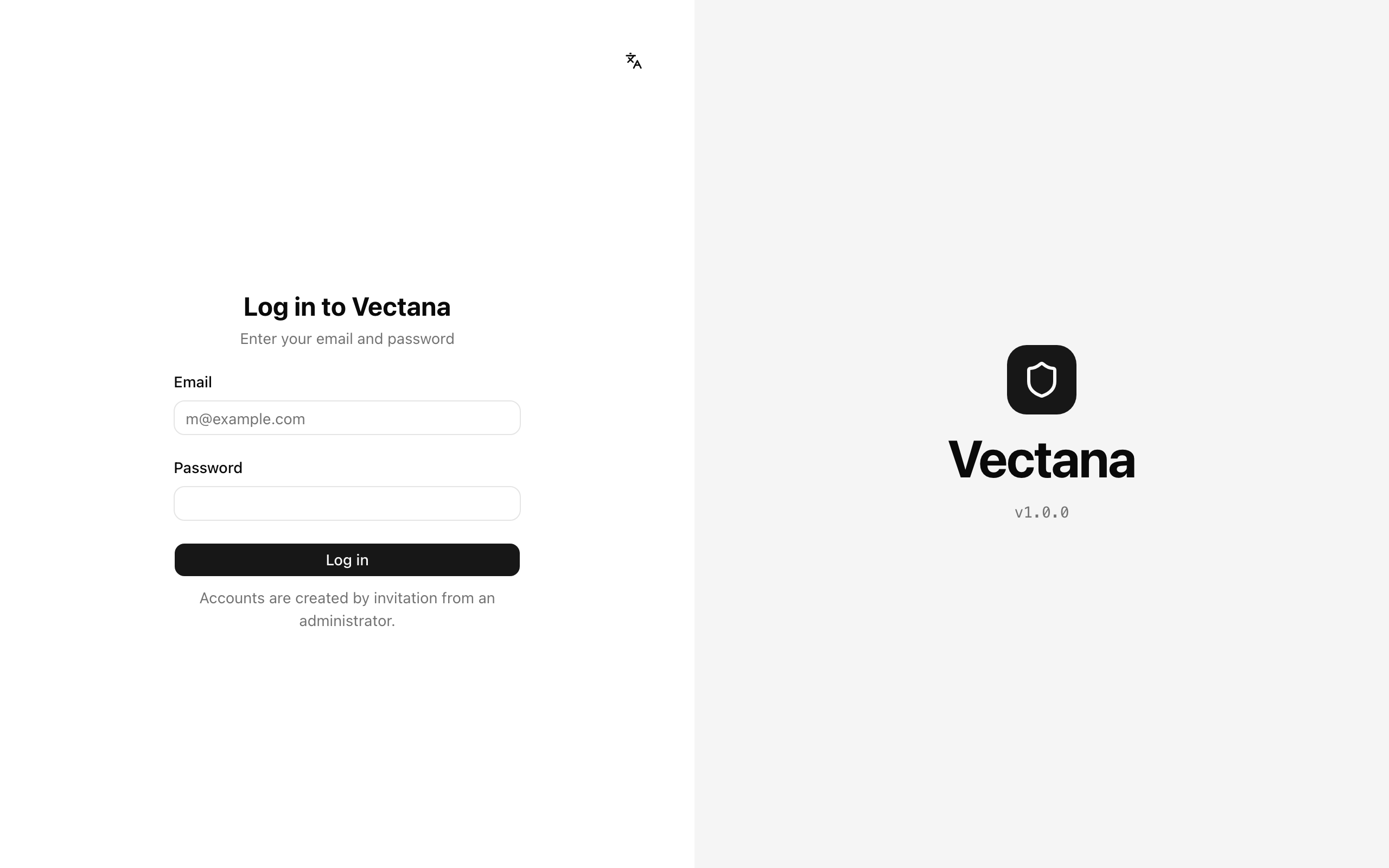Login page
