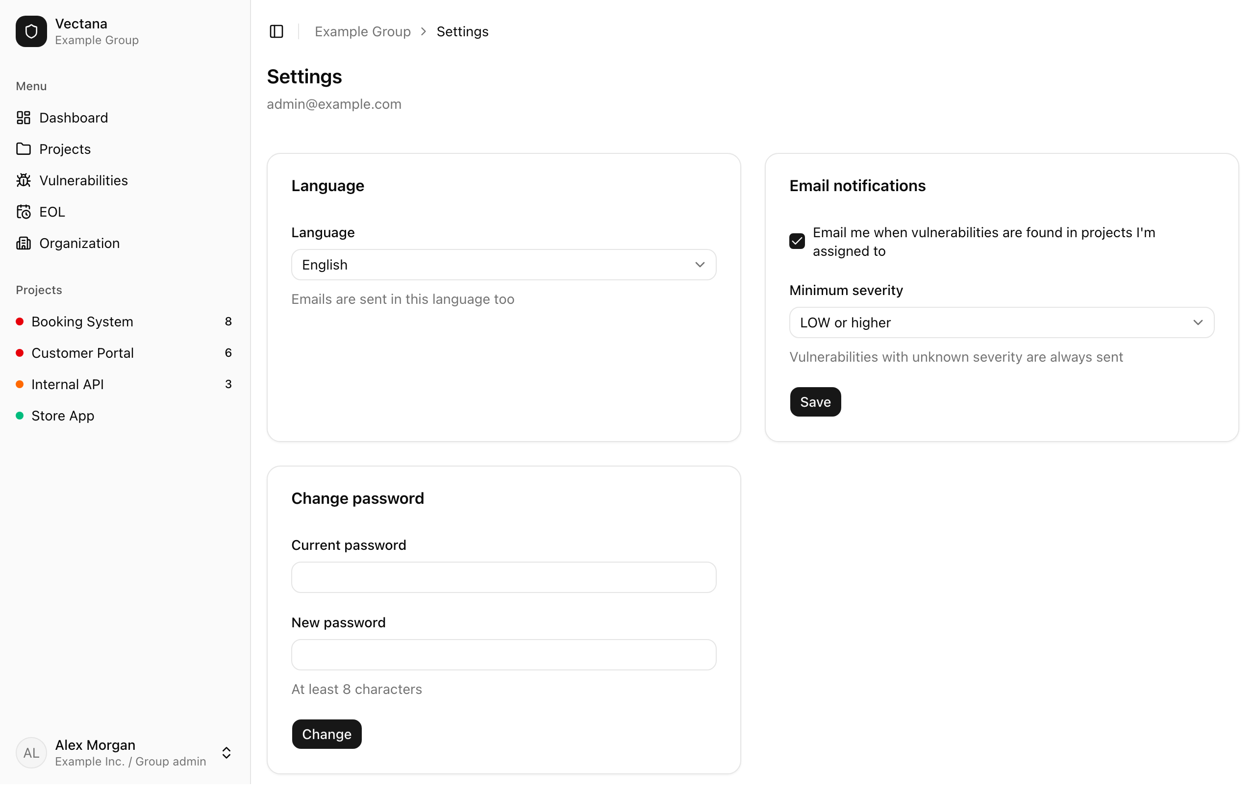 Personal settings