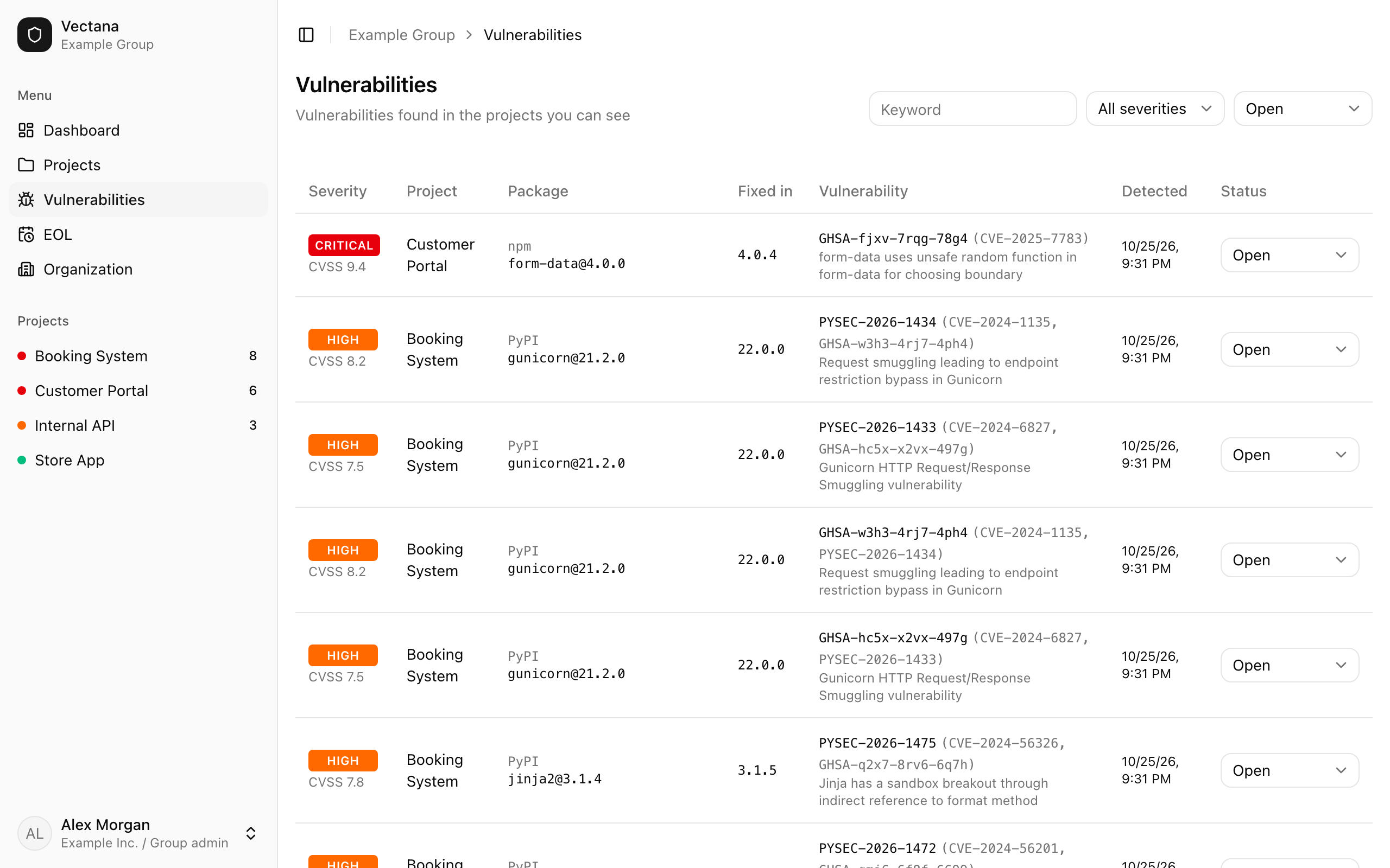Vulnerability list